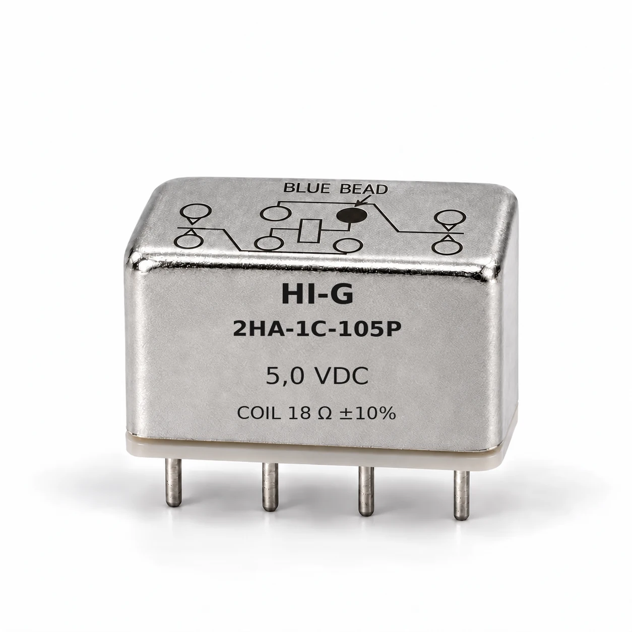 2HA-1C-105P — HI-G 2HA relay, 5 Vdc, 18 Ω; illustrative family image, see datasheet for terminal and mounting details