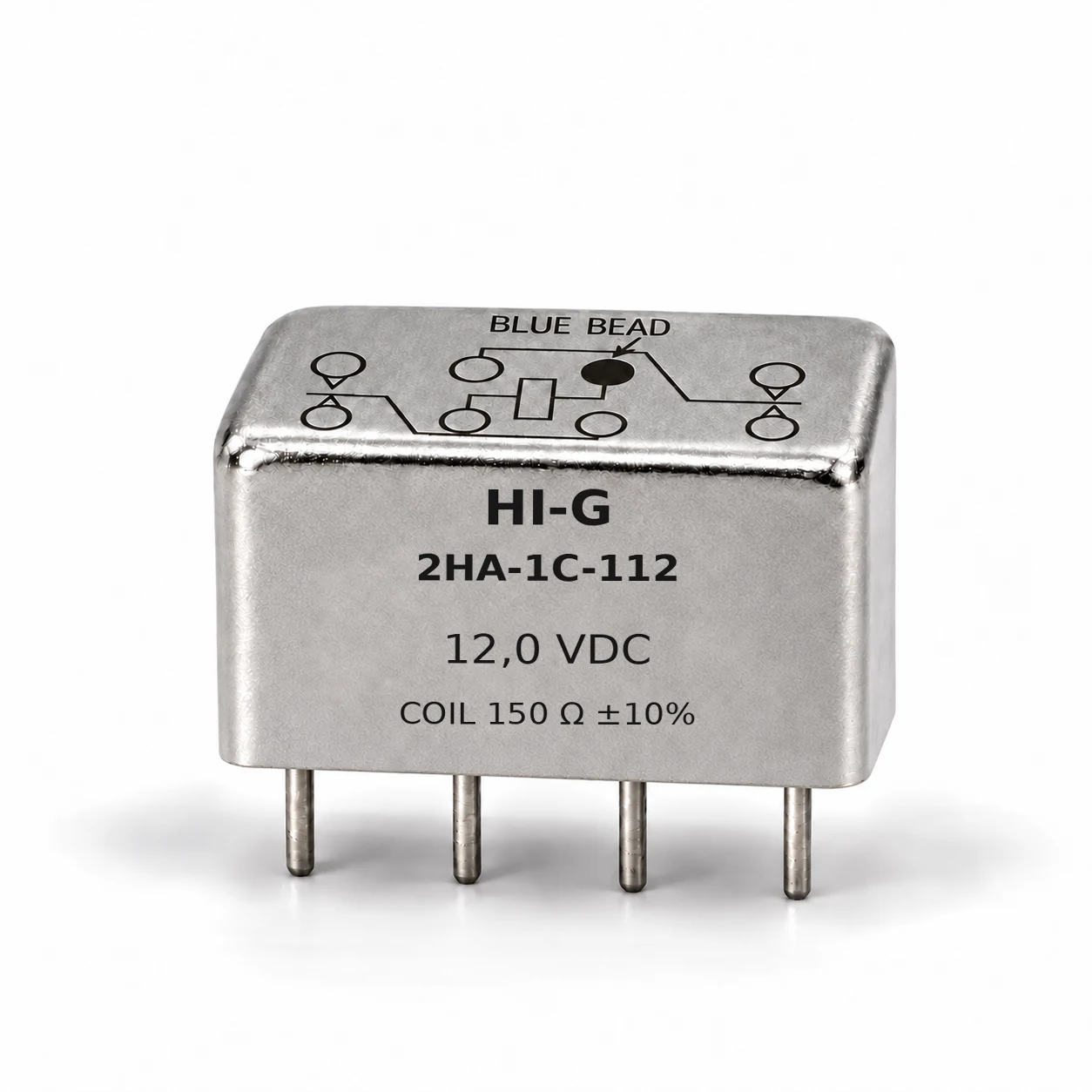2HA-1C-112 — HI-G 2HA relay, 12 Vdc, 150 Ω; illustrative family image, see datasheet for terminal and mounting details