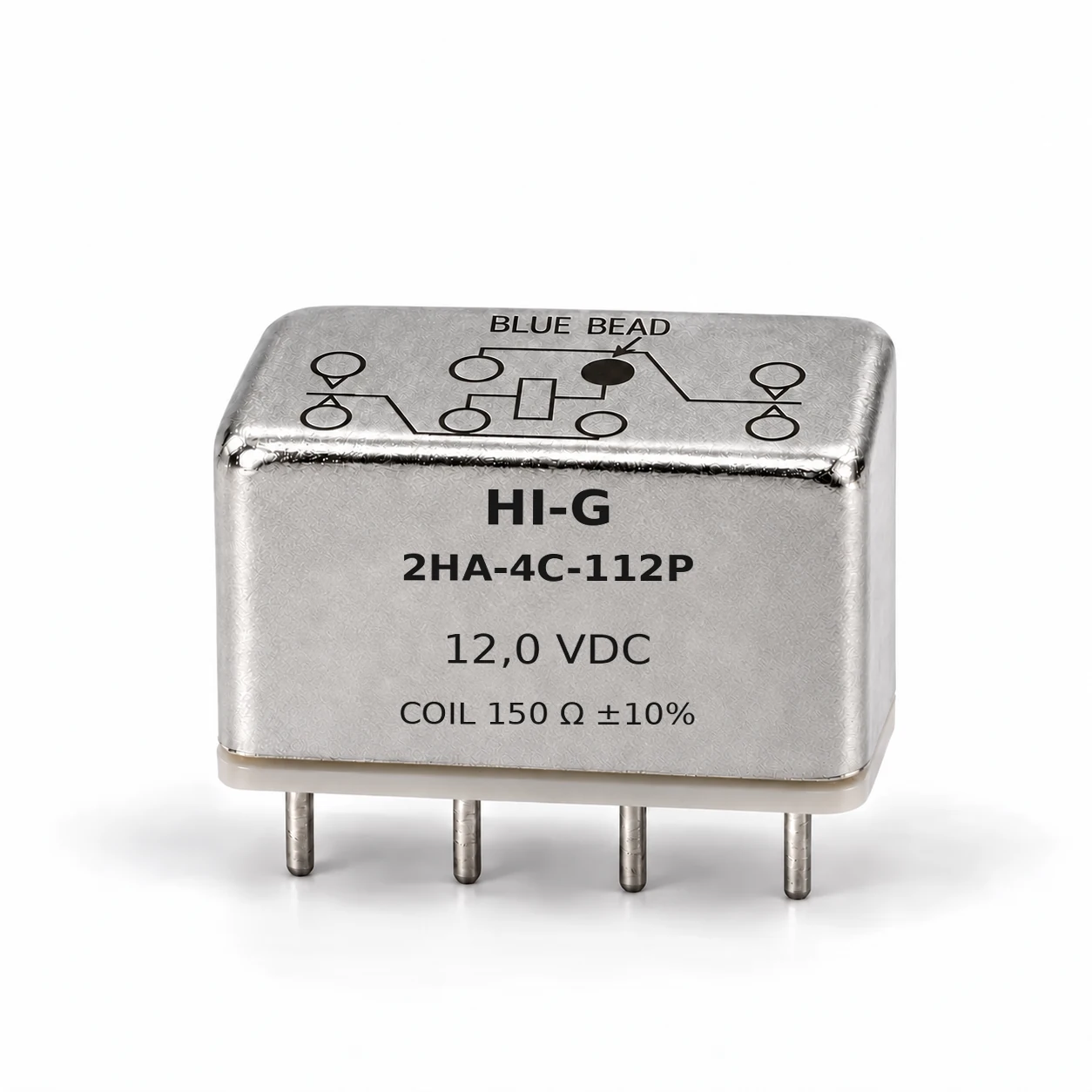 2HA-4C-112P — HI-G 2HA relay, 12 Vdc, 150 Ω; illustrative family image, see datasheet for terminal and mounting details