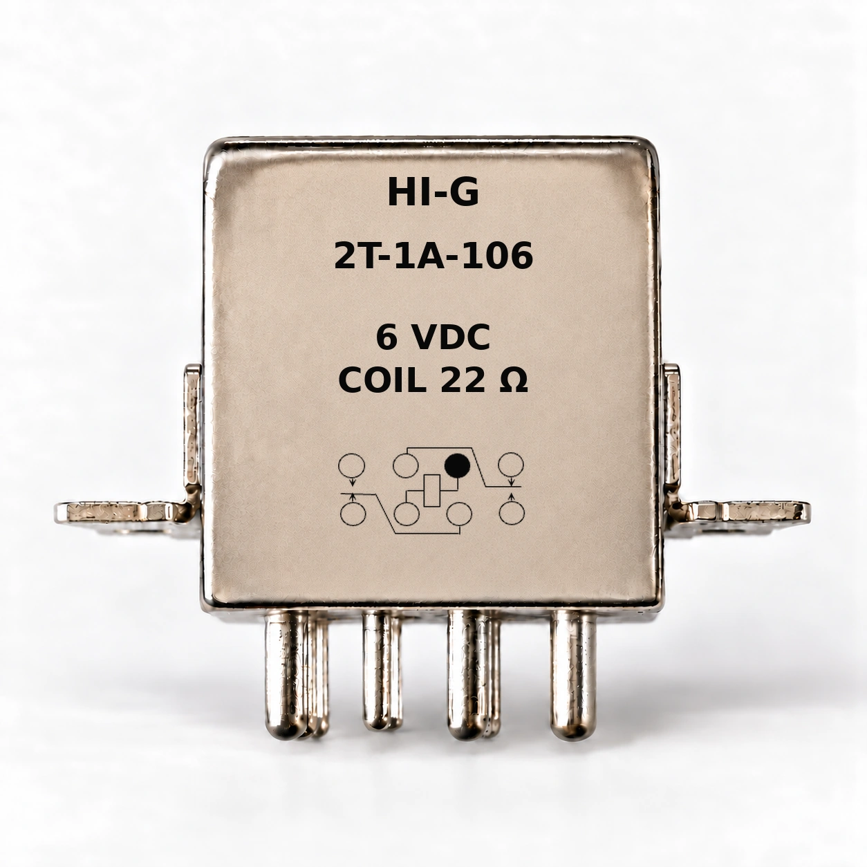 2T-1A-106 — HI-G relay with 6 Vdc, 22 Ω coil and standard schematic
