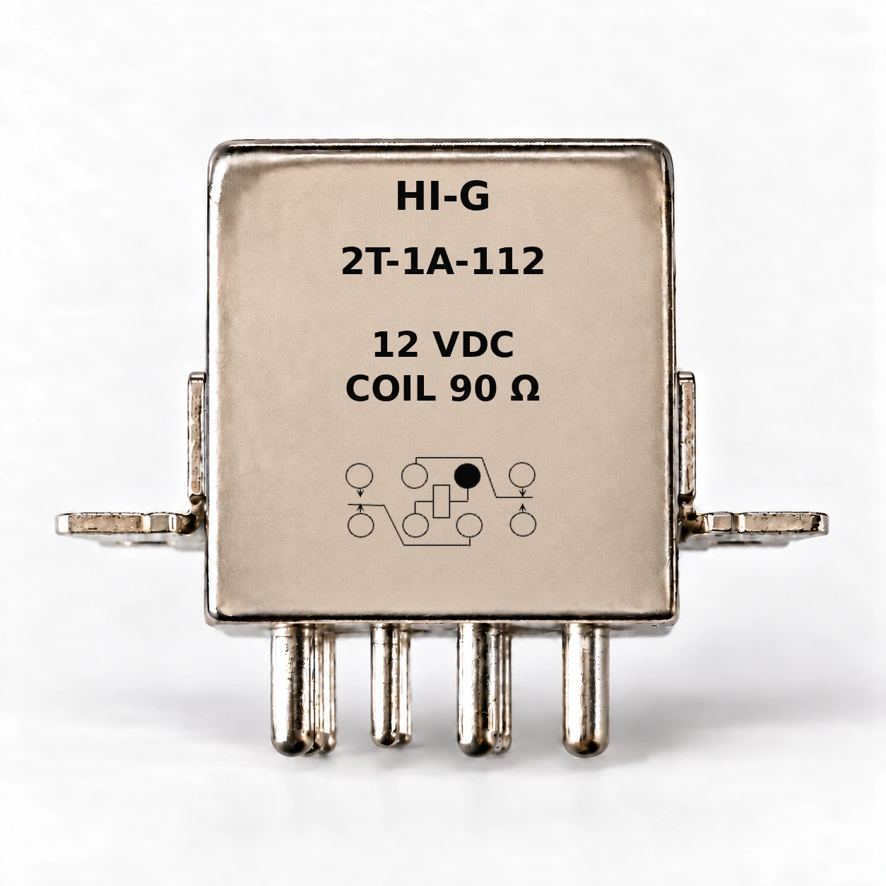 2T-1A-112 — HI-G relay with 12 Vdc, 90 Ω coil and standard schematic