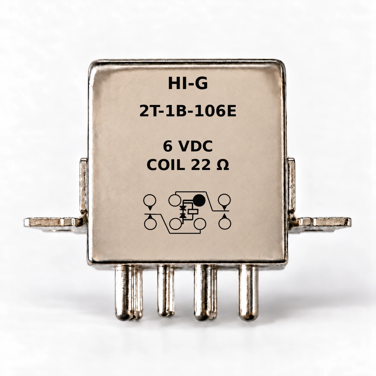 2T-1B-106E — HI-G relay with 6 Vdc, 22 Ω coil and suppressor schematic