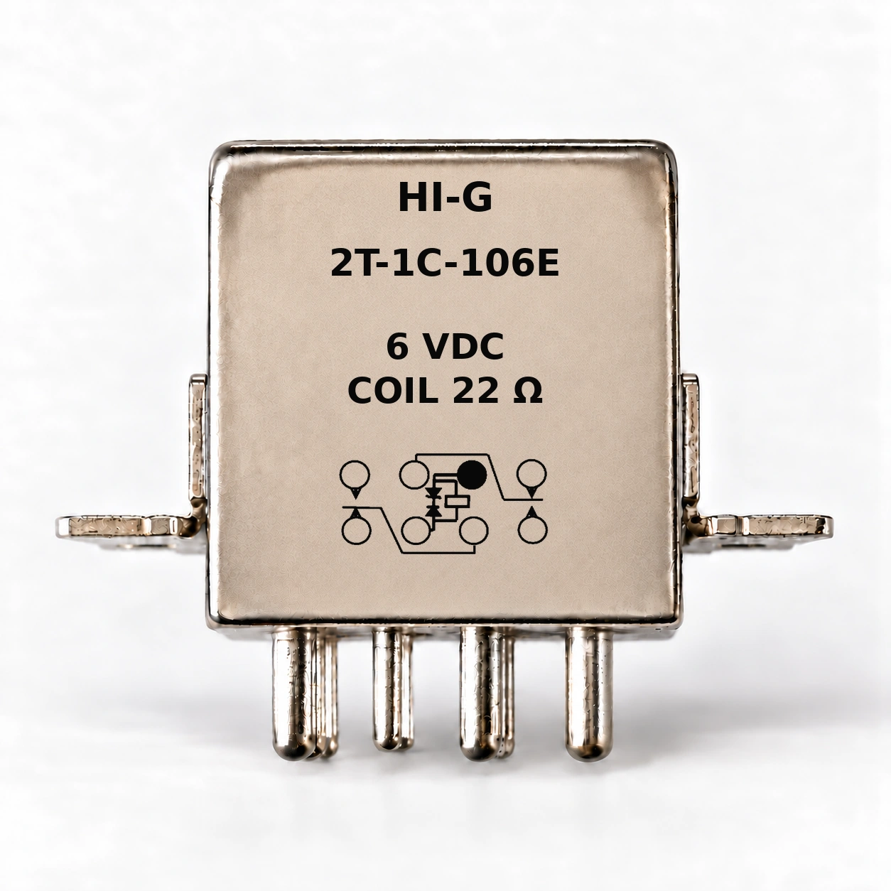 2T-1C-106E — HI-G relay with 6 Vdc, 22 Ω coil and suppressor schematic