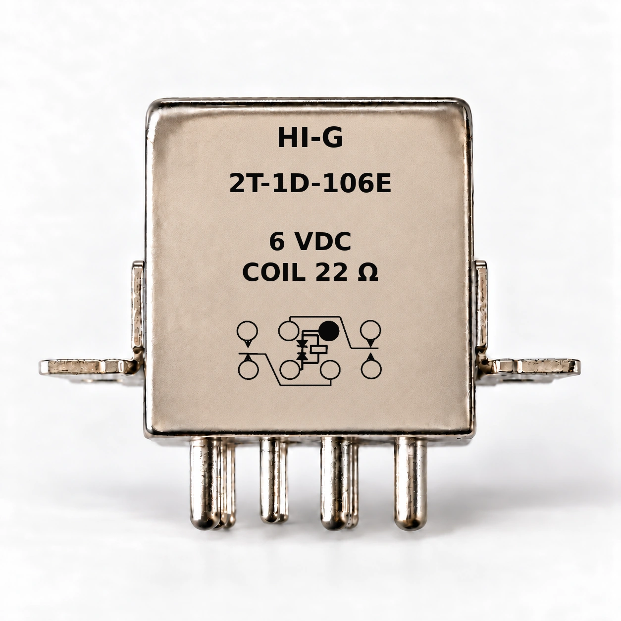 2T-1D-106E — HI-G relay with 6 Vdc, 22 Ω coil and suppressor schematic