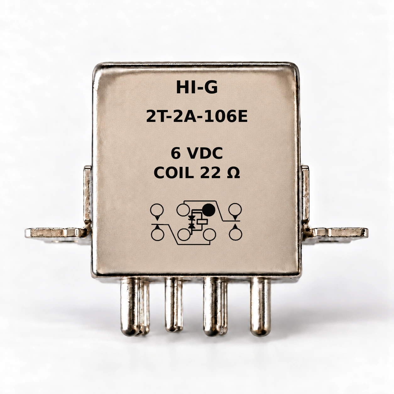 2T-2A-106E — HI-G relay with 6 Vdc, 22 Ω coil and suppressor schematic