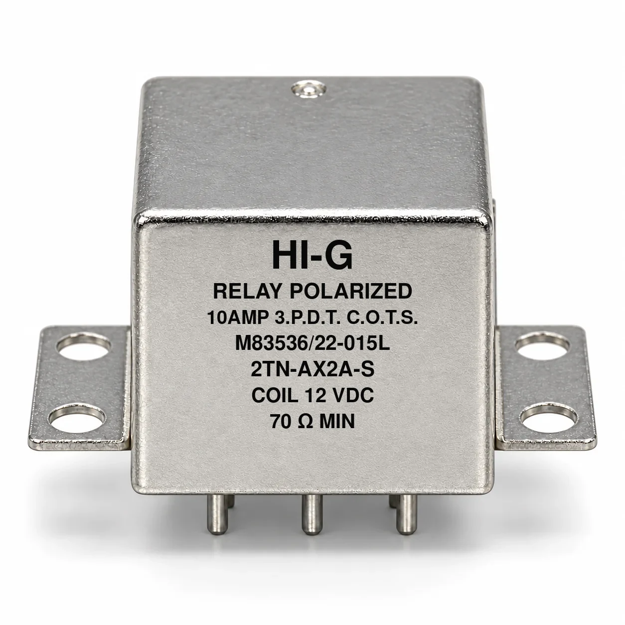 2TN-AX2A-S — M83536/22-015L; 2TN relay with 12 Vdc coil, solder pins and horizontal flange