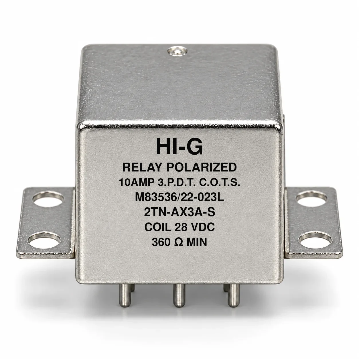 2TN-AX3A-S — M83536/22-023L; 2TN relay with 28 Vdc coil, solder pins and horizontal flange