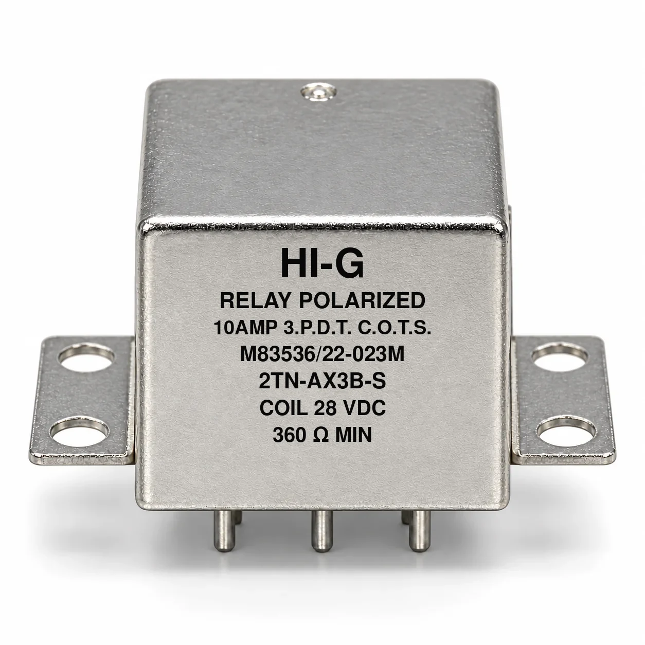 2TN-AX3B-S — M83536/22-023M; 2TN relay with 28 Vdc coil, solder pins and horizontal flange