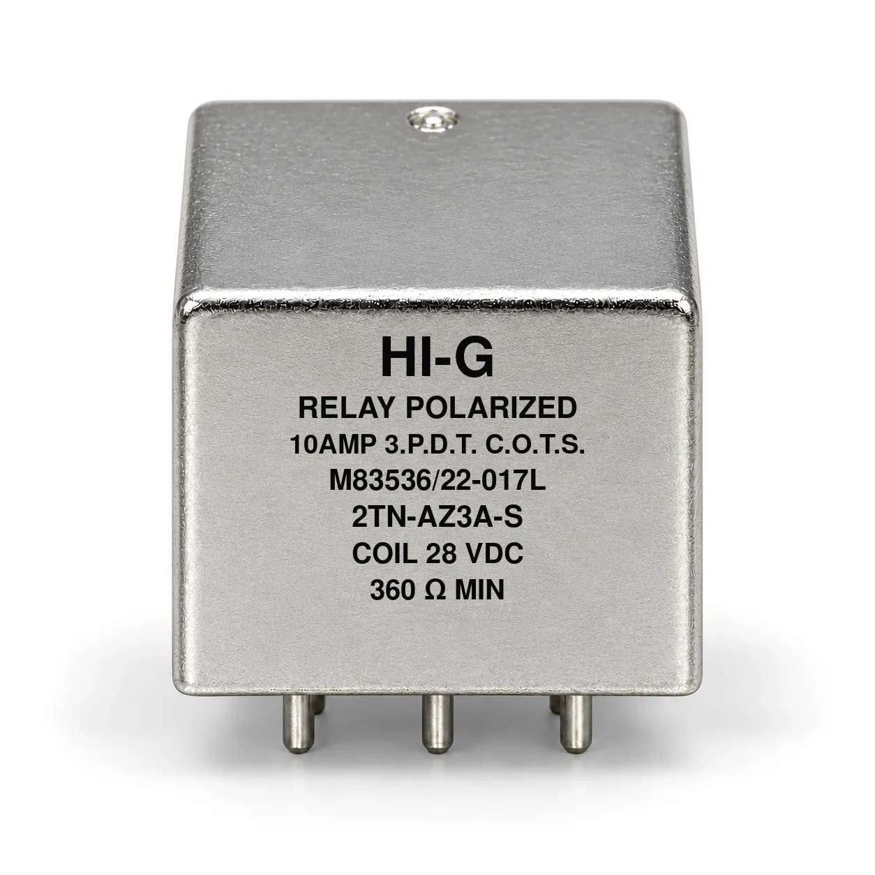 2TN-AZ3A-S — M83536/22-017L; 2TN relay with 28 Vdc coil, solder pins and no mounting flange
