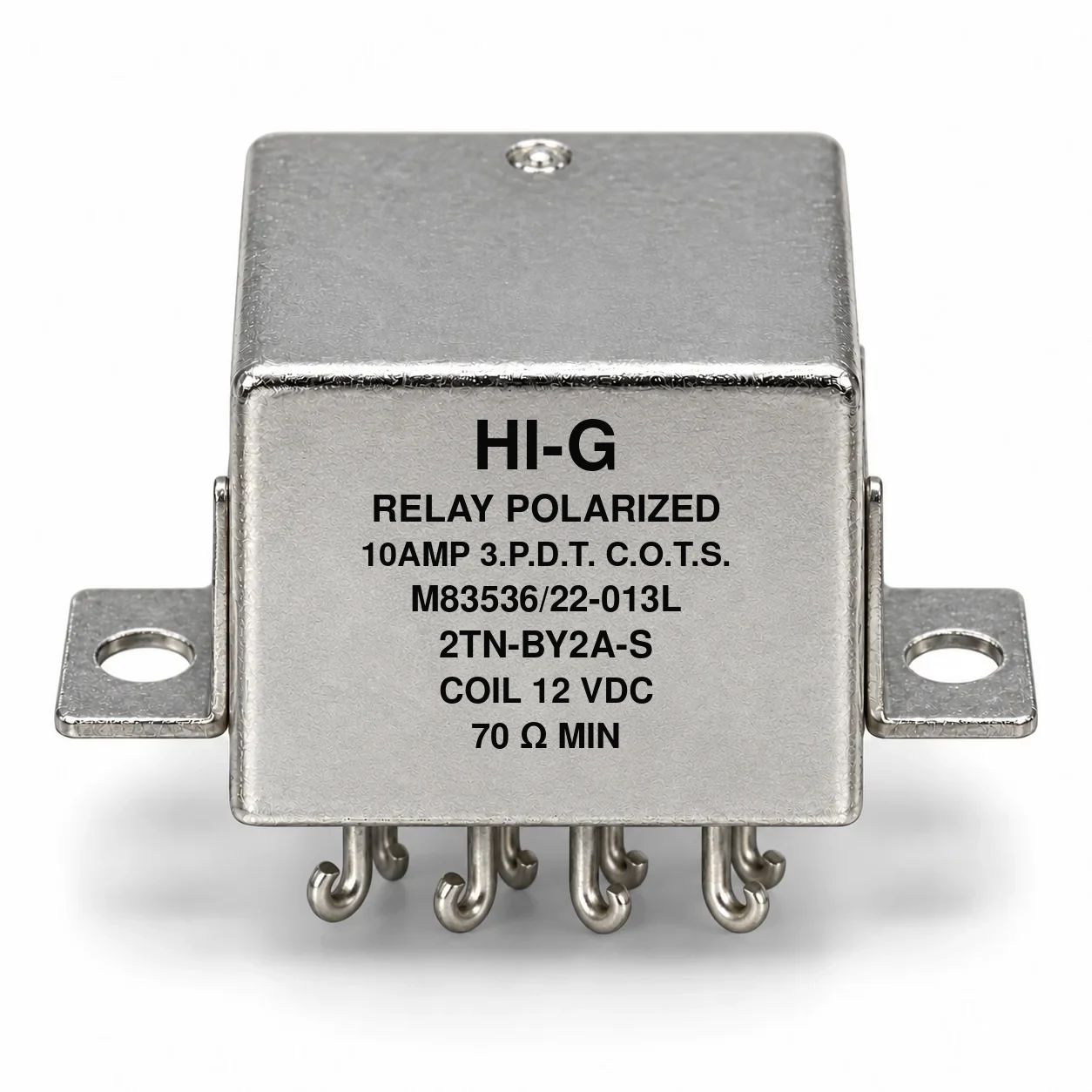 2TN-BY2A-S — M83536/22-013L; 2TN relay with 12 Vdc coil, solder hooks and raised vertical flange