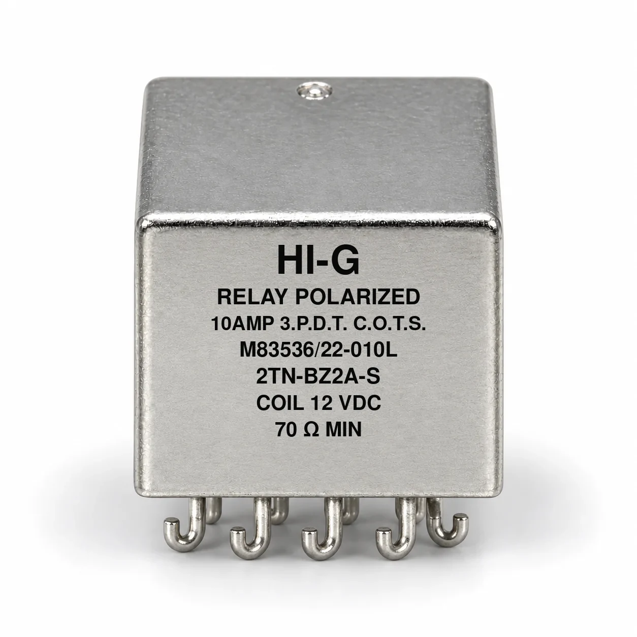2TN-BZ2A-S — M83536/22-010L; 2TN relay with 12 Vdc coil, solder hooks and no mounting flange