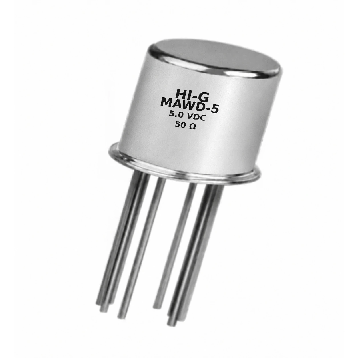MAWD-5 — HI-G TO-5 DPDT relay, 5.0 Vdc, 50 Ω coil